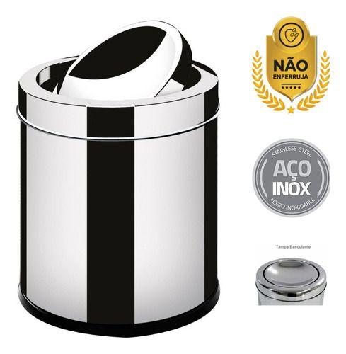 Imagem de Lixeira Cesto De Lixo Inox Banheiro Cozinha 63l Basculante