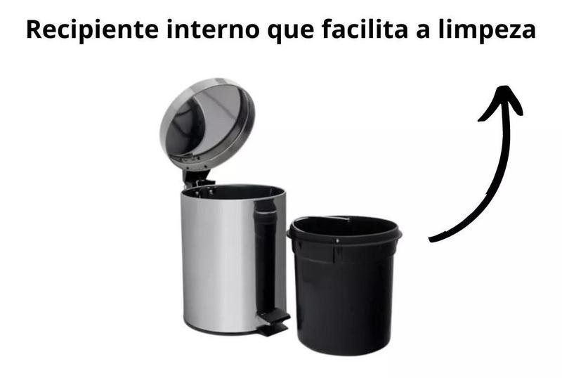 Imagem de Lixeira Cesto De Lixo Inox Pedal Banheiro E Cozinha 5 Litros