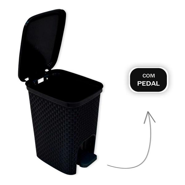 Imagem de Lixeira Cesto de Lixo Pedal Rattan 7 litros