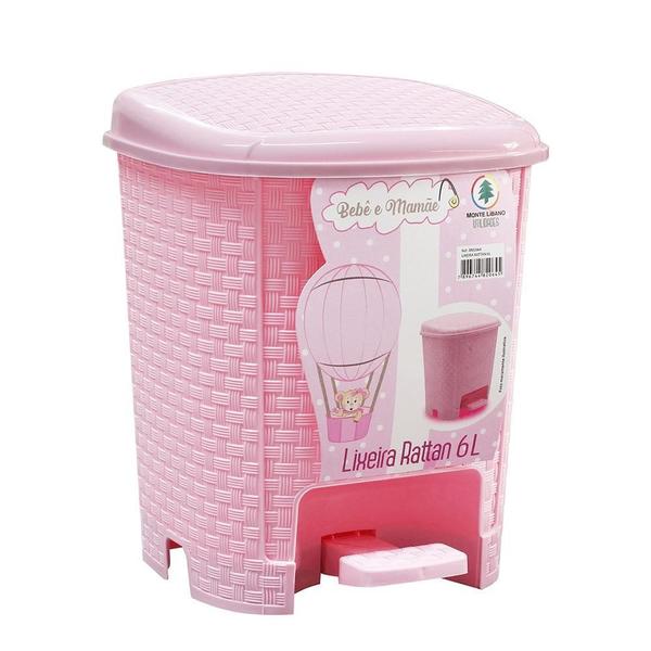 Imagem de Lixeira Cesto Lixo 6L Rattan Pedal Quarto Cozinha Multiuso