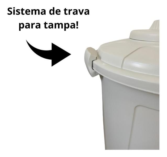 Imagem de Lixeira Cesto Multiuso Tampa Trava Prática Higiênica 60L Br