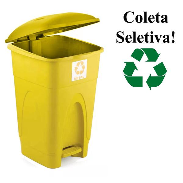 Imagem de Lixeira Cesto Pedal 30L Coleta Seletiva Reciclagem