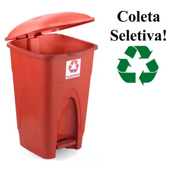 Imagem de Lixeira Cesto Pedal 30L Coleta Seletiva Reciclagem