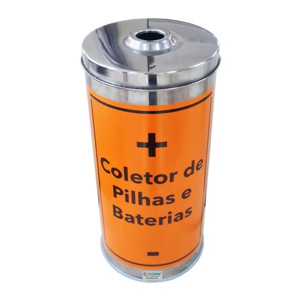 Imagem de Lixeira Coleta Seletiva  Pilhas Bat.  Inox TES RED 22 L MS