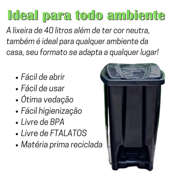 Imagem de Lixeira com Pedal 40 litros em Plastico Resistente Versátil