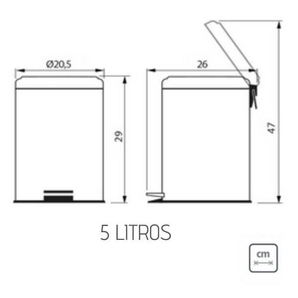 Imagem de Lixeira Com Pedal 5L Inox Tramontina Acabamento Polido com Balde Interno