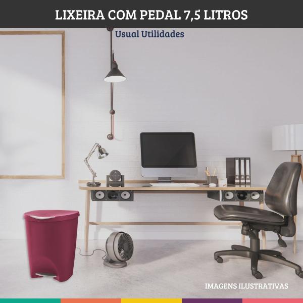 Imagem de Lixeira Com Pedal 7,5 Litros Bordo Para Escritório Cozinha