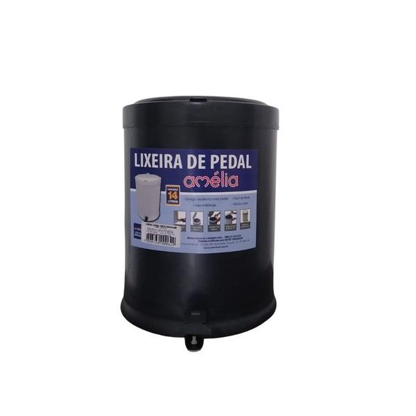 Imagem de Lixeira Com Pedal Cesto De Lixo Plástico Resistente 14 L