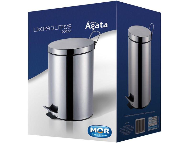 Imagem de Lixeira com Pedal com Tampa 3L - Mor Ágata 008221