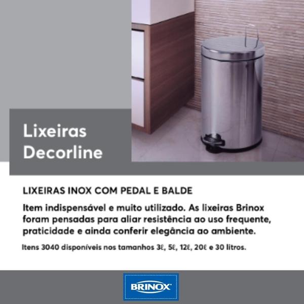 Imagem de Lixeira Com Pedal e Balde Inox 30 Litros Brinox