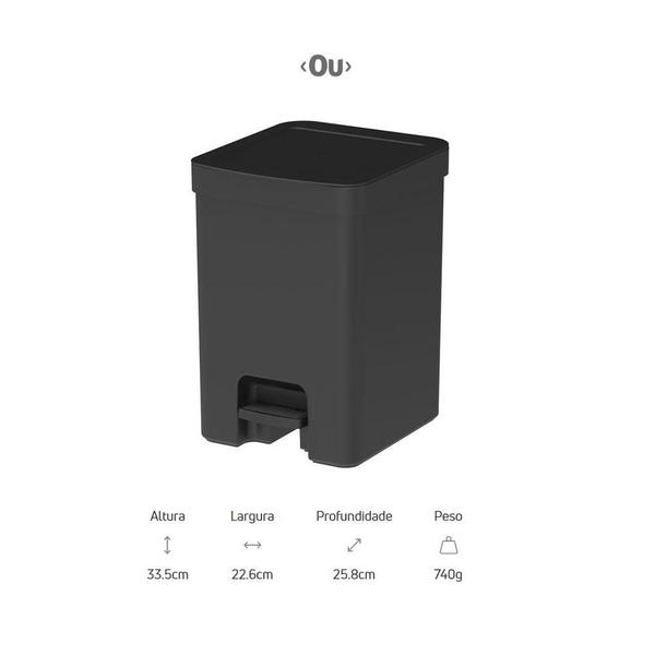 Imagem de Lixeira Com Pedal E Tampa Trium Esconde Sacola 12 Litros Ou
