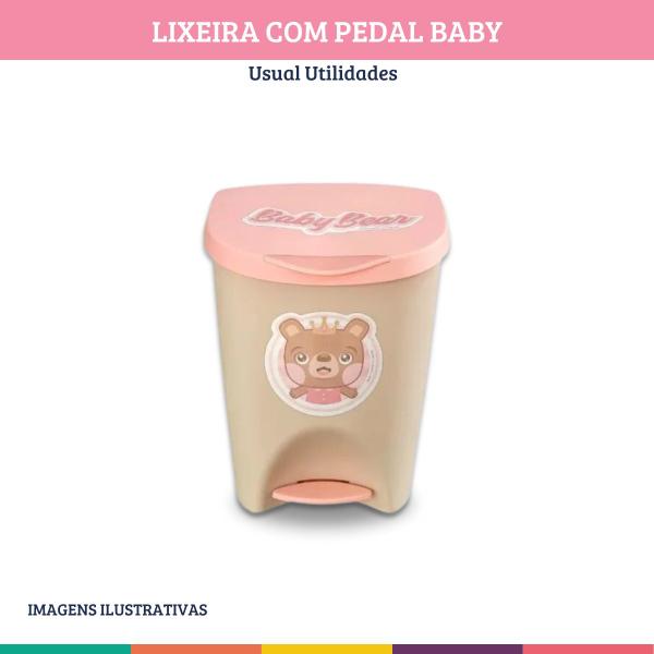 Imagem de Lixeira Com Pedal Infantil 7,5l Menina Rosa