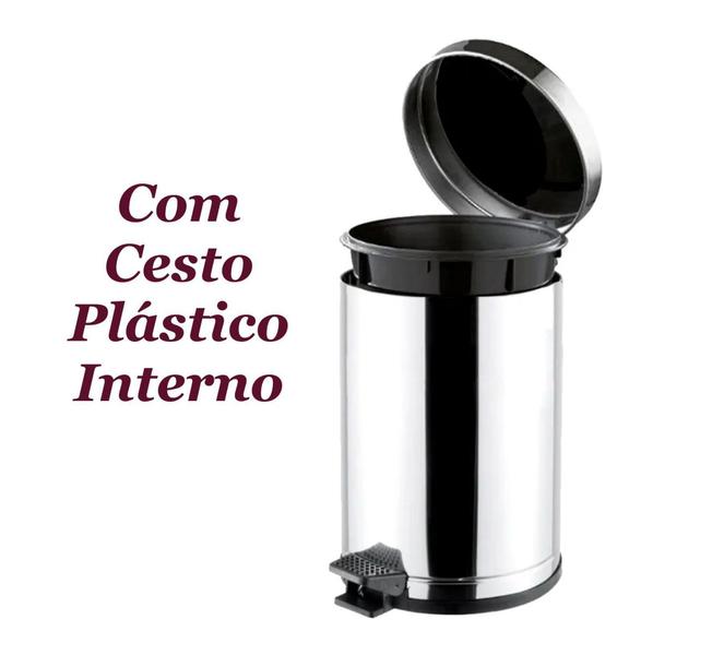 Imagem de Lixeira com Pedal Inox e Recipiente Plástico 10,5 L - Viel