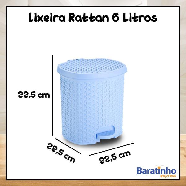 Imagem de Lixeira Com Pedal Rattan 6 Litros Para Cozinha Banheiro