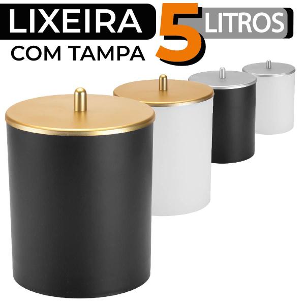 Imagem de Lixeira Com Tampa 5 Litros Banheiro Cozinha Lavabo Escritorio Lavanderia Arthi 