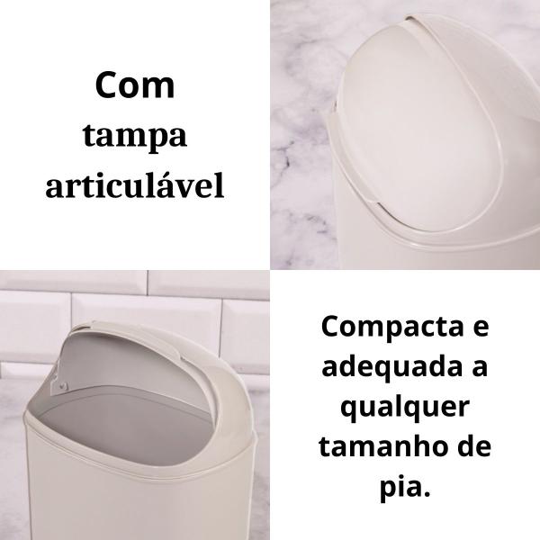 Imagem de Lixeira Com Tampa Articulável Banheiro Cozinha Escritório