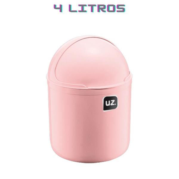 Imagem de Lixeira com Tampa p Banheiro Gourmet Rosa 4L