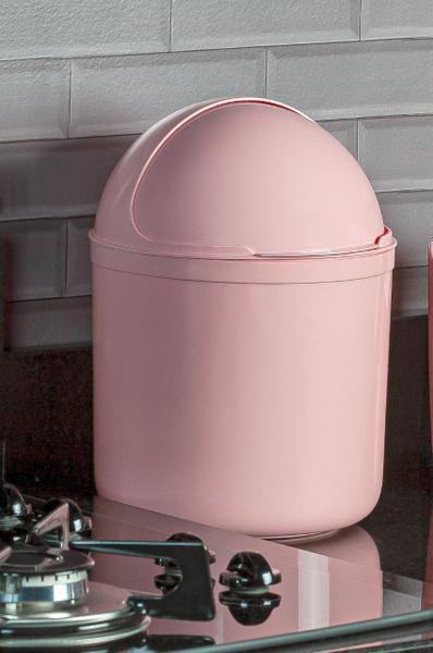 Imagem de Lixeira com Tampa p Pia Cozinha Gourmet Rosa 4L