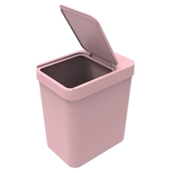 Imagem de Lixeira Cozinha Banheiro Com Porta Sacos 5L Soprano Rosa