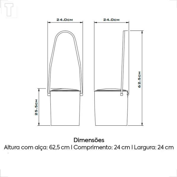 Imagem de Lixeira cris metal preta com alca longa cromada