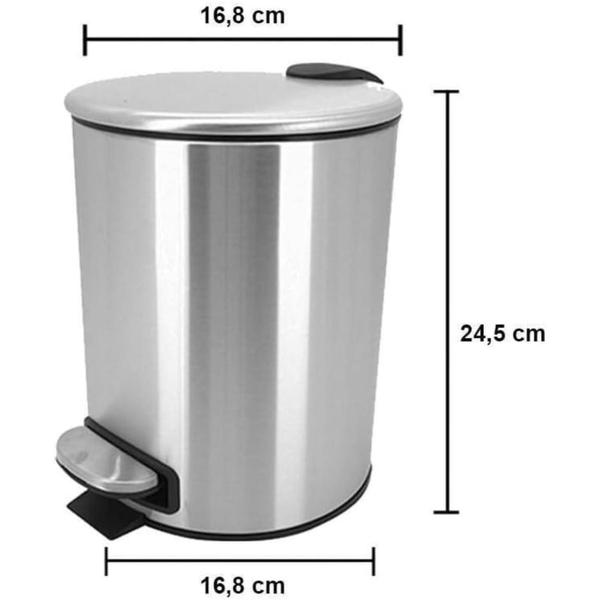 Imagem de Lixeira de Aço Inox com Pedal Capacidade de 3L ALX23095 Mimo