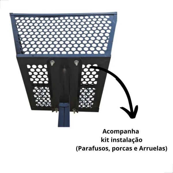 Imagem de Lixeira de Calçada de Rua em Tela de Aço  e Pintura Antiferrugem- Preta