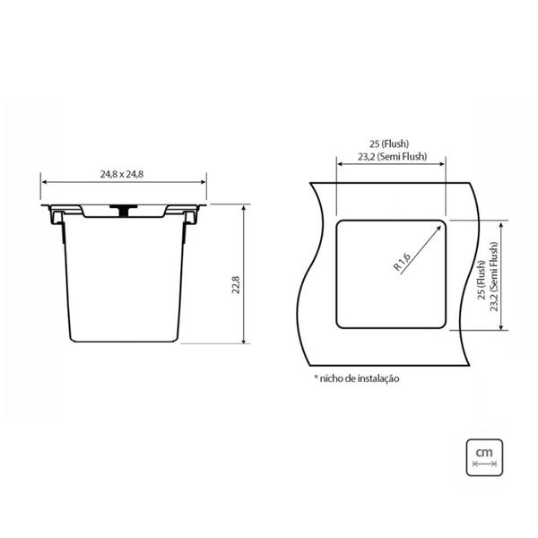 Imagem de Lixeira de Embutir Clean Square 5 L em Aço Inox com Balde Plástico Tramontina 94518/205