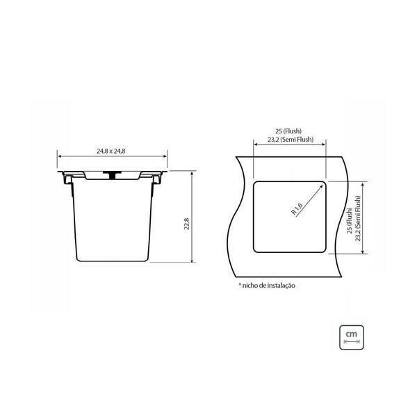 Imagem de Lixeira de Embutir Tramontina Clean Square em Aço Inox com Balde Plástico 5 L