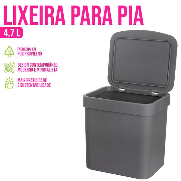 Imagem de Lixeira de Mesa Organizadora Lixo 4,7 Litros Cozinha Pequena