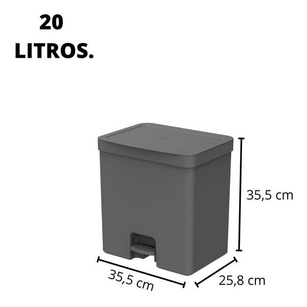 Imagem de Lixeira De Pedal 20 Litros Duplo Compartimento Chumbo Trium