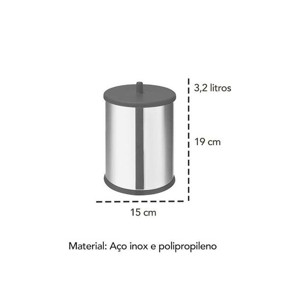 Imagem de Lixeira de Pia Inox Tampa Vermelha Polipropileno 3,2L