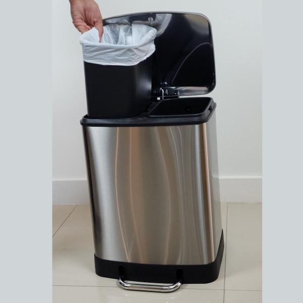 Imagem de Lixeira Dupla 12L + 12L Lixeira De Banheiro Inox Envio 24Hrs