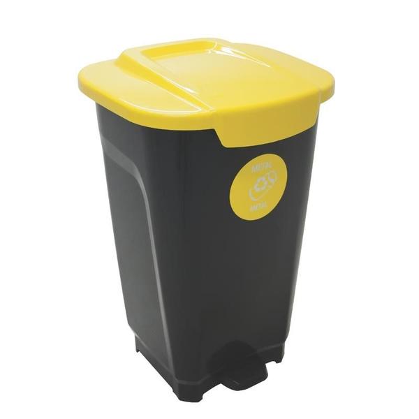 Imagem de Lixeira em plastico t-force preto e amarelo 50 litros