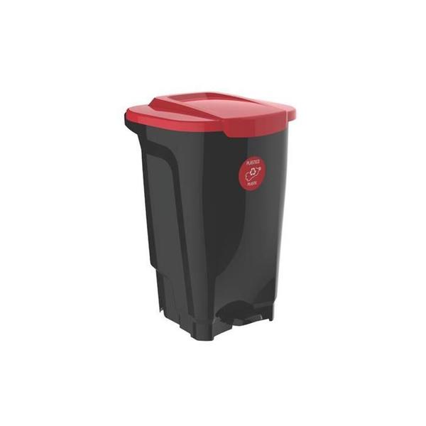 Imagem de Lixeira em plastico t-force preto e vermelho 100 litros