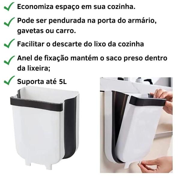 Imagem de Lixeira Extensível Dobrável Com Suporte Para Armário Pia