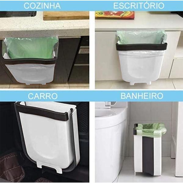 Imagem de Lixeira Extensível Retrátil Porta Gaveta Carro - Bege