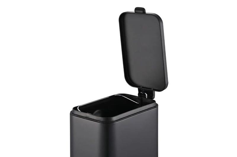 Imagem de Lixeira Frame Slim Retagular em Aço Carbono Preto com Pedal e Balde 5L - Brinox