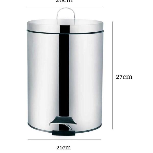 Imagem de Lixeira Inox 5 Litros Com Pedal E Balde Interno Ágata