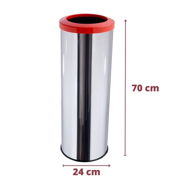 Lixeira Inox Aro Esmaltado 30 Litros Cozinha Banheiro Cesto - Aldinox Imagem de Lixeira Inox Aro Esmaltado 30 Litros Cozinha Banheiro Cesto