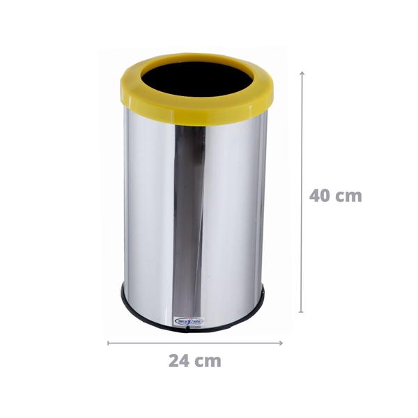 Lixeira Inox Aro Plástico Lixo Reciclável Cozinha 20 Litros - Aldinox Imagem de Lixeira Inox Aro Plástico Lixo Reciclável Cozinha 20 Litros