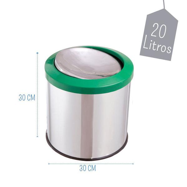 Imagem de Lixeira Inox Basculante 20 Litros Tampa Com Cor Flip Top