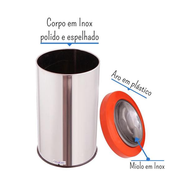 Imagem de Lixeira Inox Basculante 20 Litros Tampa Flip Top Com Cor