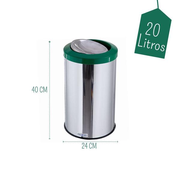 Imagem de Lixeira Inox Basculante 20 Litros Tampa Flip Top Com Cor