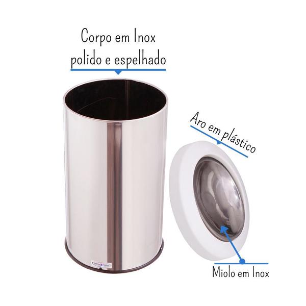 Imagem de Lixeira Inox Basculante 30 Litros Tampa Flip Top Cesto Lixo