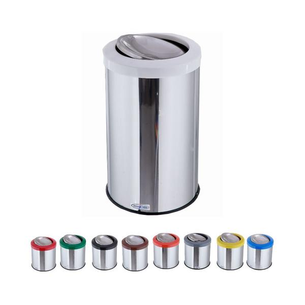 Lixeira Inox Basculante 30 Litros Tampa Flip Top Cesto Lixo - CM Design Imagem de Lixeira Inox Basculante 30 Litros Tampa Flip Top Cesto Lixo