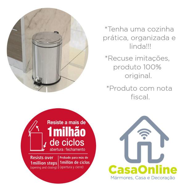 Imagem de Lixeira Inox c/Pedal 20L Tramontina com Cesto Removivel