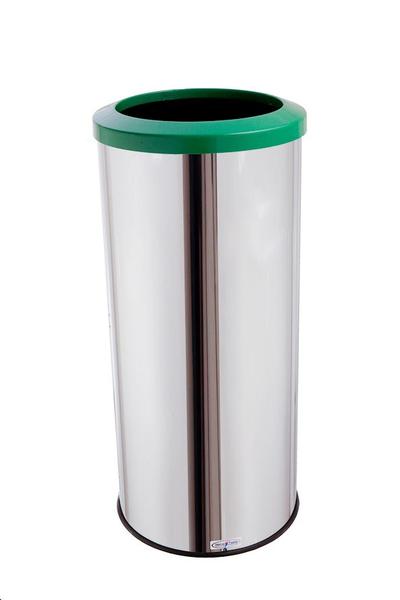 Imagem de Lixeira Inox Com Aro Plástico 50 Litros Cesto De Lixo Reciclavel