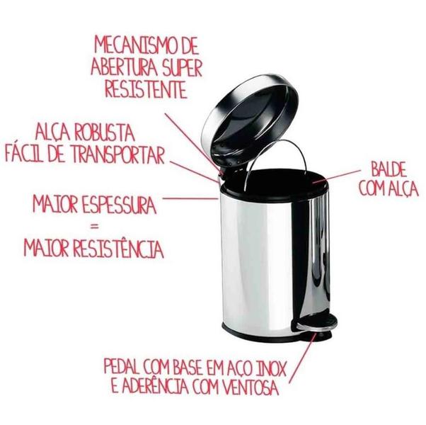 Imagem de Lixeira Inox com Pedal e Balde 12L