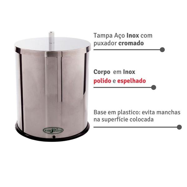 Imagem de Lixeira Inox Para Banheiro Cozinha Balcao 5 Litros Com Tampa