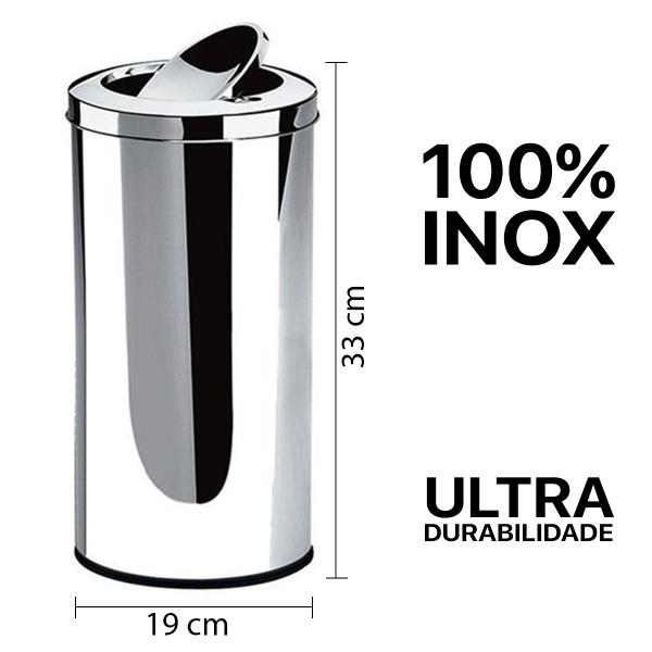Lixeira Inox para Banheiro Cozinha Tampa Basculante 8 litros Cesto de Lixo Escritório Viel Imagem de Lixeira Inox para Banheiro Cozinha Tampa Basculante 8 litros Cesto de Lixo Escritório Viel